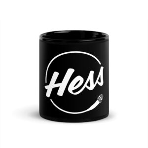 HESS Logo auf schwarzer glänzender Tasse