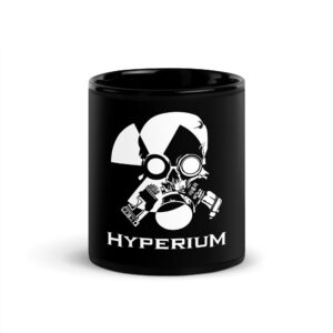 Hyperium Schädel- und Schriftlogo auf schwarzer glänzender Tasse