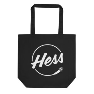 HESS Logo auf schwarzem Bio-Stoffbeutel